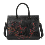 Lkblock Vintage Embossed Women Shoulder Bag Leather Top-handle Bags Ladies Large Capacity Messenger Bags Floral Female Tote Bag