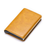 Men's Wallets RFID Credit Card Holder Case Metal Vintage Aluminium Box PU Leather Fashion Cards Wallet Pure Purse