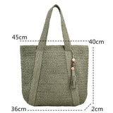 Lkblock 2023 Straw Braided Bag Hand-woven Simple Handbag Holiday Beach Shoulder Bag Casual Trend Women Large Capacity Tote Shopping Bags