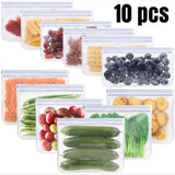 Lkblock 10PCS Kitchen Sillicone Storage Bags Reusable Leakproof Containers Smell Proof Ziplock Bag Fresh Wrap Kitchen Hacks Organization
