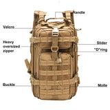 Lkblock Men Army Military Tactical Backpack 1000D Polyester 30L 3P Softback Outdoor Waterproof Rucksack Hiking Camping Hunting Bags