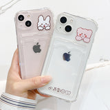 Lkblock Cartoon Card Bag Case For Iphone 13 12 11 Pro Max 7 8 Plus X XR XS Max SE 2020 10 Transparent Wallet Holder Bumper Back Cover