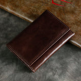 Lkblock Leather Wallet for Men Anti-theft Slim Zipper Mini Wallets Card Case Credit Cards Coin Money Bag Vintage Fashion Purse