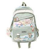 Lkblock Multi-pocket Transparent PVC Nylon School Backpack For Girls Large Female Travel Casual Schoolbag Patchwork Mochila Bolsa