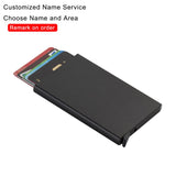 New Customized Name Anti-theft Credit Card Holder Mini Thin Aluminium Metal Box Card Case Wallet Pop-up Purse For Woman Men