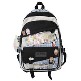 Lkblock Multi-pocket Transparent PVC Nylon School Backpack For Girls Large Female Travel Casual Schoolbag Patchwork Mochila Bolsa