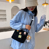 Lkblock Cute Canvas Small Bag Female New Japanese Harajuku Diagonal Bag Wild Student Girl Shoulder Bag Bags for Women