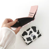 Lkblock Women's Cute Wallet Cow Print PU Leather Business Card Holder Female Girl's Coin Pouch Women Tri-fold Cartoon Short Wallet