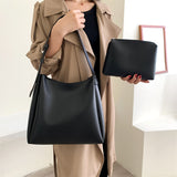 Lkblock Fashion Leather Bucket Shoulder Bag for Women New Tend Female Simple Large Capacity Handbags Ladies Tote Shopper Bag