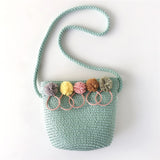 Lkblock Handmade Girls Shoulder Bag Flower Straw Bag Messenger Bag Keys Coin Purse Cute Princess Small Handbag