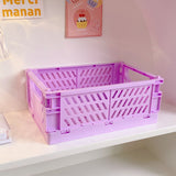 Lkblock Ins Desktop Plastic Storage Baskets Organizer Box Folding Stackable Toy Storage Basket with Handle Bathroom Storage Box Basket