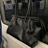 Lkblock Black Tote Bags for Women Vintage Luxury Designer String Shoulder Bag Large Capacity Shopper All-match Fashion New Handbag