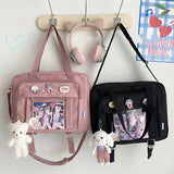 Lkblock Japanese High School Girls JK Bag Transparent Handbags Book Bag Satchels Shoulder Bag Itabag Big Crossbody Bags Women Ita bag