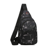 Lkblock Geometric Print Oxford Cloth Casual Crossbody Bags Husband Backpack Sports Travel Outdoor Light Lovers Chest Bags Shoulder Bags