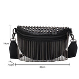 Lkblock Bags Luxury Woman Chest Bag Tassel Rivet Crossbody Bags for Women Chest Messenger Bag Ladies Phone Handbags Purses