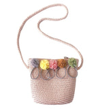 Lkblock Handmade Girls Shoulder Bag Flower Straw Bag Messenger Bag Keys Coin Purse Cute Princess Small Handbag