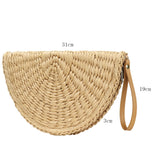 Lkblock Straw Handmade Weave Clutch Bag Christmas Gift Solid Pouch Purse Female Clutches Khaki Summer Bohe Beach Wallets Phone Bag