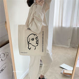 Lkblock Women Canvas Shoulder Bag Henrimatisse Printing Ladies Casual Handbag Tote Bag Large Capacity Cotton Reusable Shopping Beach Bag