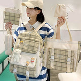 Lkblock Canvas Girls School Bag Cute Backpack for Women Student Teens Aesthetic Backpacks Waterproof Large Capacity Kawaii Backpack Bags