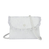 Lkblock Fashion New Ladies Pearl Chain One Shoulder Small Small Bag Girls Lace Butterfly Decorative Messenger Bag