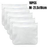 Lkblock 10PCS Kitchen Sillicone Storage Bags Reusable Leakproof Containers Smell Proof Ziplock Bag Fresh Wrap Kitchen Hacks Organization