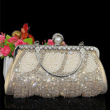 Lkblock Women's Wedding Party Purse Gold Evening Clutch Bag Luxury Diamond Crystal Tassel Pearl Elegant Small Handbag ZD2074