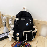 Lkblock Korean Schoolbag New Cute Girl Backpack Campus Large Capacity Junior High School Students Cute Backpack with Medal Pendant