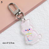 Lkblock Butterfly Flower Keychain Trendy Transparent Bead Lanyards Keyring Mobile Phone Chains for Women Car Keys Bag Decor Pendant