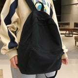 Lkblock Fashion Female Bookbag Cotton Women Backpack for Teenagers Girl College Men Black School Bag Student Mochila