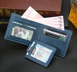 Lkblock Classic Men's Wallets Vintage Genuine PU Leather Wallet RFID Anti Theft Short Fold Business Card Holder Purse Wallet Man