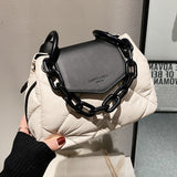 Lkblock Tote Bag Hit Winter PU Leather Padded Quilted  Women's Designer Handbag Luxury Brand Chain Shoulder Crossbody Bags