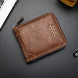 Lkblock New Vintage Short Mens Wallet High Quality Business Purses Retro Small Leather Wallet Men Luxury Card Holder Zipper Coin Purs