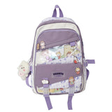 Lkblock Multi-pocket Transparent PVC Nylon School Backpack For Girls Large Female Travel Casual Schoolbag Patchwork Mochila Bolsa