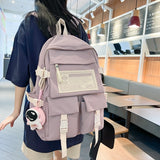 Lkblock Fashion Multipocket Nylon Women Backpack Female Big Waterproof Back Bag Portable School Backpack For Girl Student Schoolbag Cool