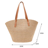 Lkblock Casual Handmade Straw Handbags Fashion Woven Women Shoulder Bags Summer Holiday Beach Large Capacity Totes Ladies Top-handle Bag