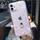 Lkblock Cute Cartoon Astronaut Star Space Phone Case For iPhone 11 13 Pro MAX XS XR X 12 7 8 Plus Clear Soft TPU Shockproof Back Cover