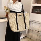 Lkblock Summer Straw Bags for Women Big Handmade Beach Bags Rattan Woven Handbags Travel Shopper Casual Resort Style Shoulder Bags