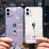 Lkblock Cute Cartoon Astronaut Star Space Phone Case For iPhone 11 13 Pro MAX XS XR X 12 7 8 Plus Clear Soft TPU Shockproof Back Cover