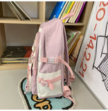 Lkblock New Multi-pocket Pink Kawaii Girls School Backpack For Teenager Female Book Schoolbag Women Transparent PVC  Nylon Mochila