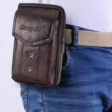 Men Cowhide Leather Fanny Waist Bag Classic Texture Creative Delicate Design Chic Business Solid Mobile Phone Belt Bum Pouch