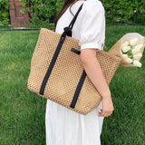 Lkblock Summer Straw Bags for Women Big Handmade Beach Bags Rattan Woven Handbags Travel Shopper Casual Resort Style Shoulder Bags