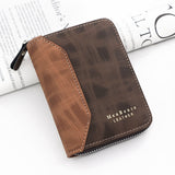 Lkblock Fashion Stitching Frosted Men's Short Zipper Wallet Vertical Coin Purse Card Holder Coin Wallet Luxury Patckwork Men's Wallet