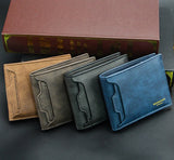 Lkblock Classic Men's Wallets Vintage Genuine PU Leather Wallet RFID Anti Theft Short Fold Business Card Holder Purse Wallet Man