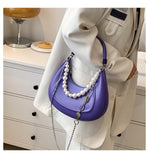 Lkblock Vintage Woman Bag Pu Hobo Bagute Bags For Woman High Quality Brand Clutches Purse Pearl Half Moon Crossbody Bag Femal Handbag