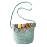 Lkblock Handmade Girls Shoulder Bag Flower Straw Bag Messenger Bag Keys Coin Purse Cute Princess Small Handbag