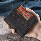 Lkblock New Men's Wallet Quality Short Purses Denim cloth Men Business Wallet Card Holder Man Zipper Purse Coin Bag Portefeuille Homme