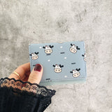 Lkblock Women's Cute Wallet Cow Print PU Leather Business Card Holder Female Girl's Coin Pouch Women Tri-fold Cartoon Short Wallet