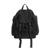 Lkblock Solid Black Men's Backpacks Cool Streetwear Style Man Backpack Harajuku Large Capacity School Bags Waterproof Nylon Bags for Men