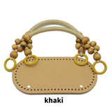 Lkblock Handmade Bags Woven Bag Accessories Wooden Bead Handles Leather Bottoms Handmade Bag Accessories Materials