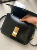 Lkblock Ins Retro High Quality  Box Bag Shiny Smooth Genuine Leather Shoulder Crossbody Bag Flap Handbag